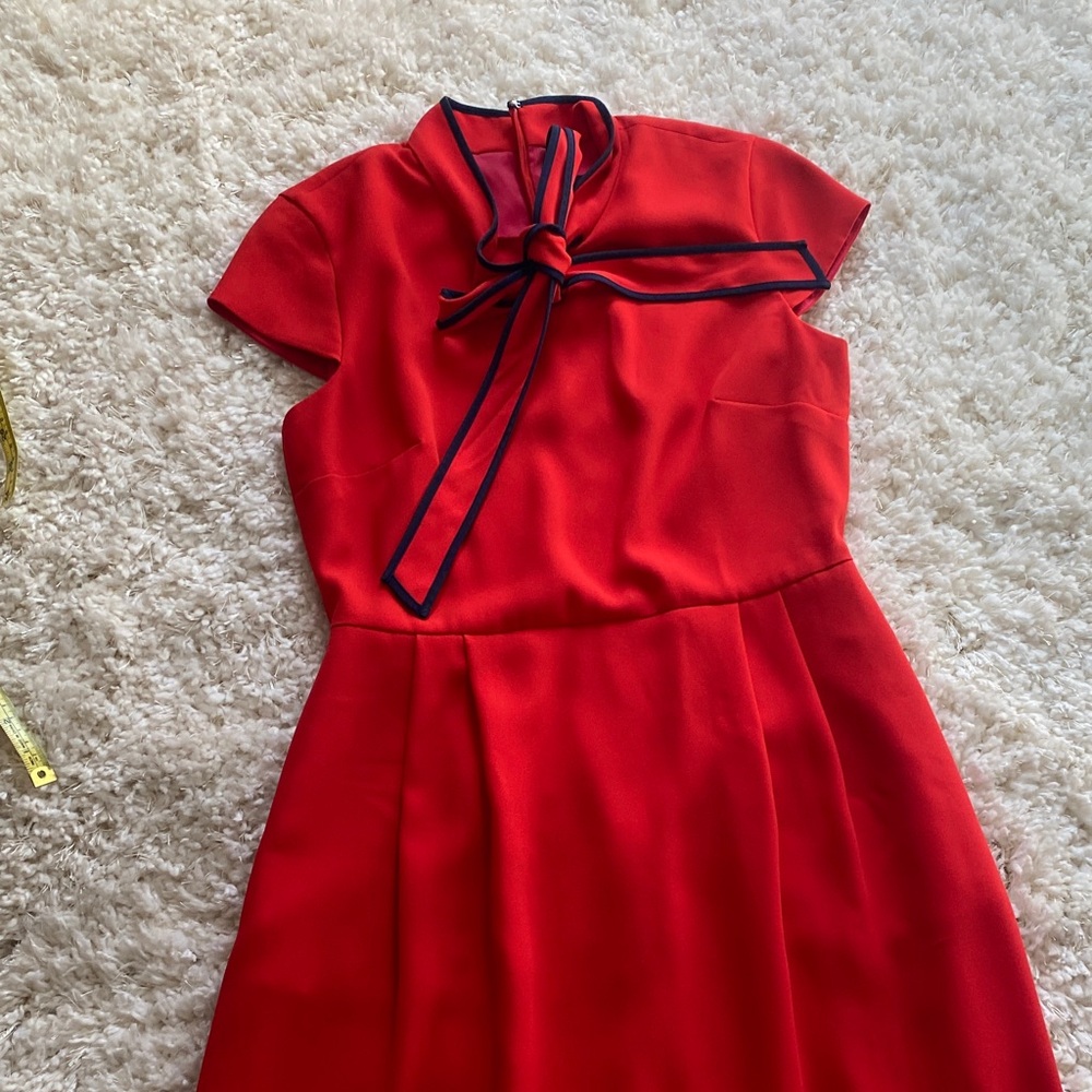 J. Crew Red Dress with Navy Trim EUC size 4